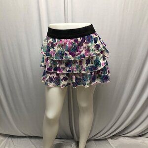 Joe Benbasset Ruffled Mini Skirt Womens Size Medium Floral Lace Stretch Fairy